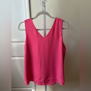 Ann Taylor Vivid Pink V-Neck Tank Top